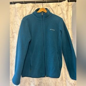 Columbia Fleece Blue Full-Zip Sweater
